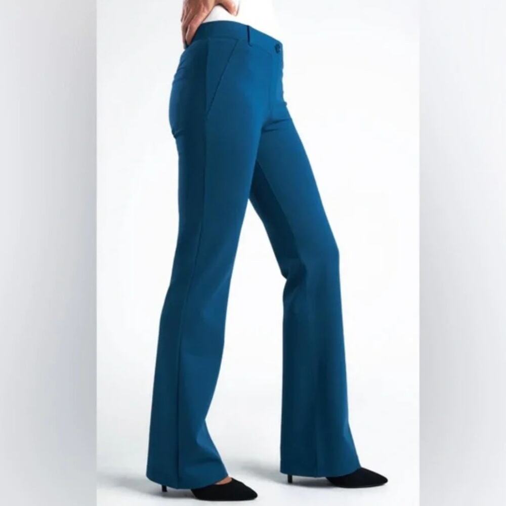 Betabrand Turquoise Blue Wide Leg Dress Pant Yoga Pants Womens XXL Stretch NEW